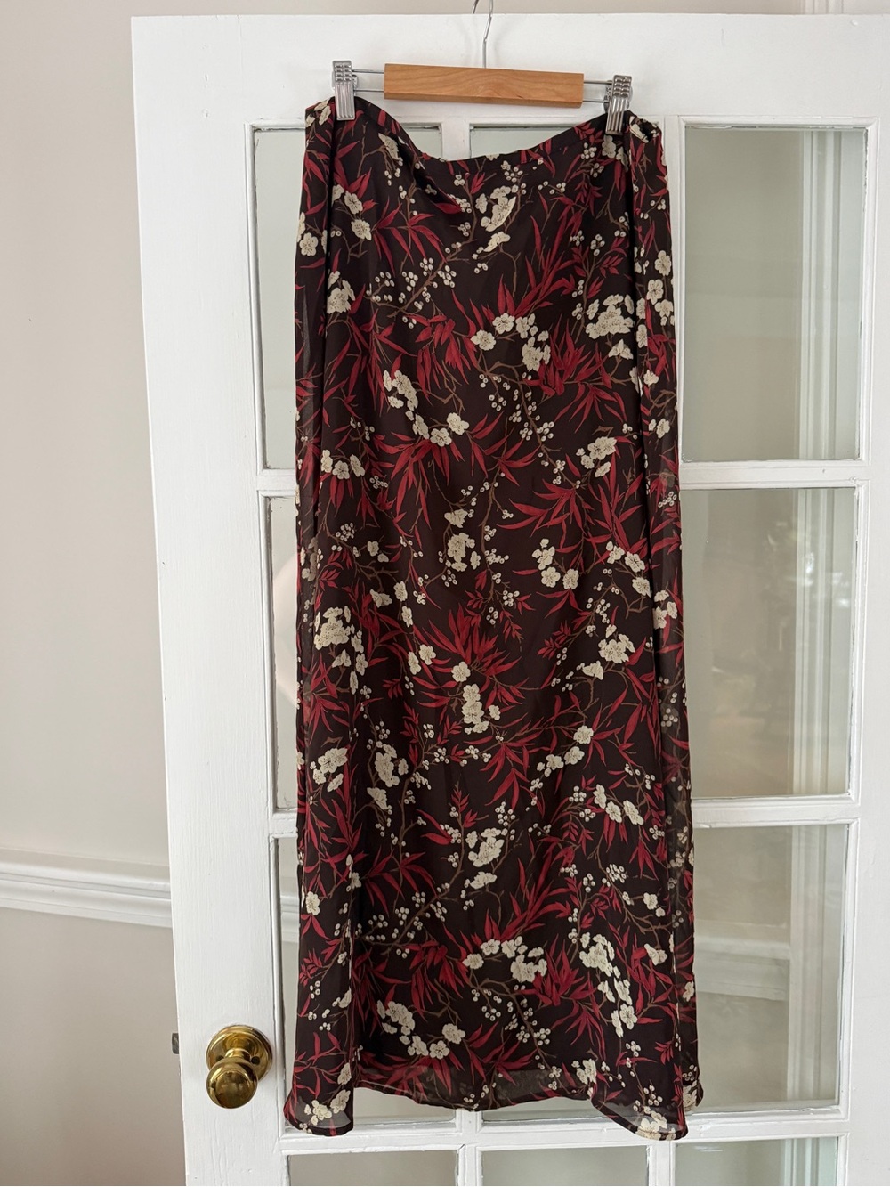 Vintage Express Brown and Red Floral Maxi Skirt